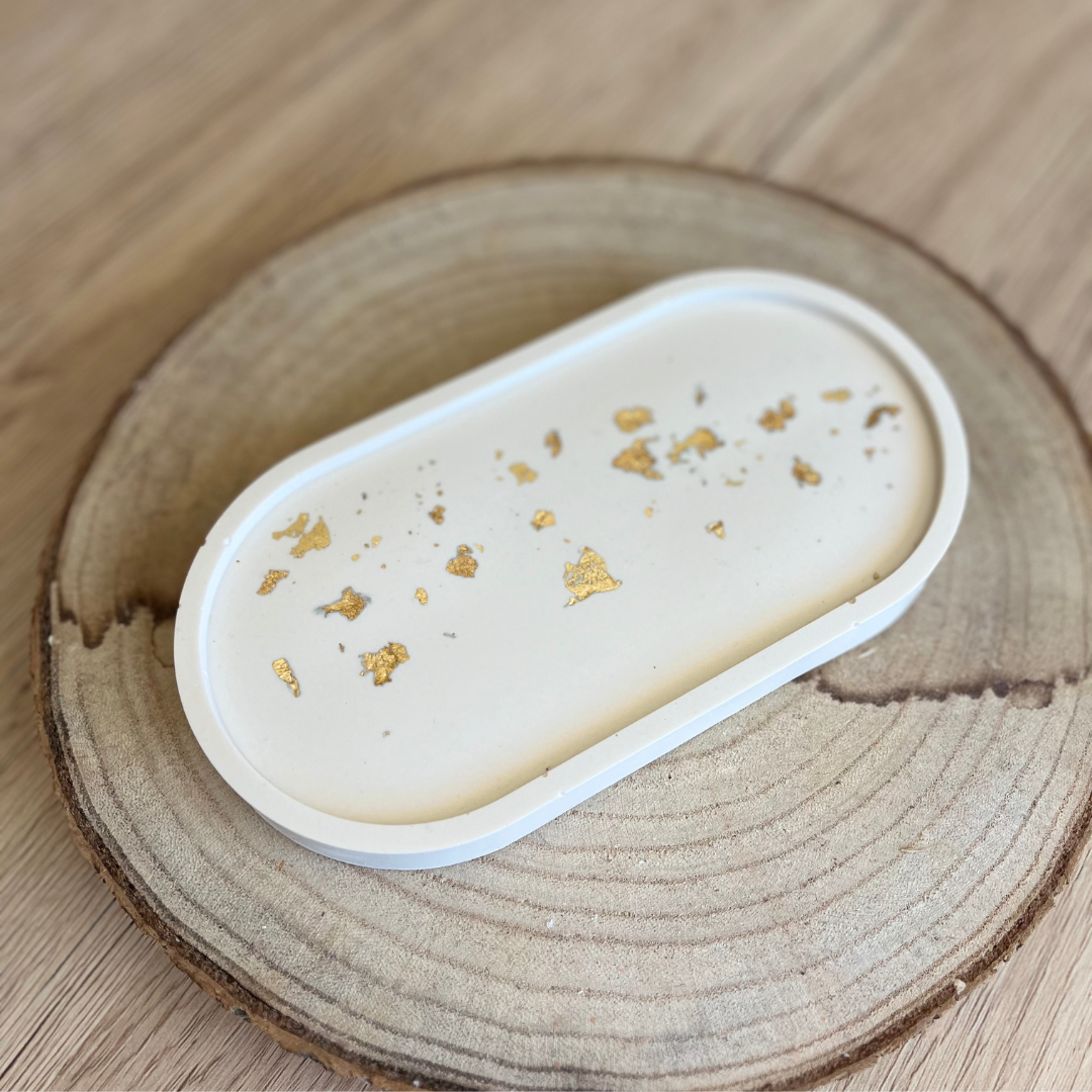 Plateau oval - Feuilles d'or