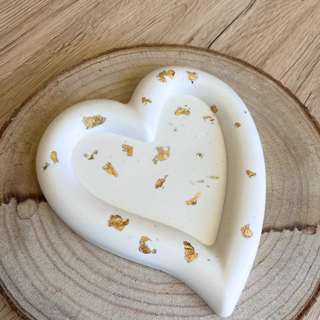 Plateau Coeur - Feuilles d'or