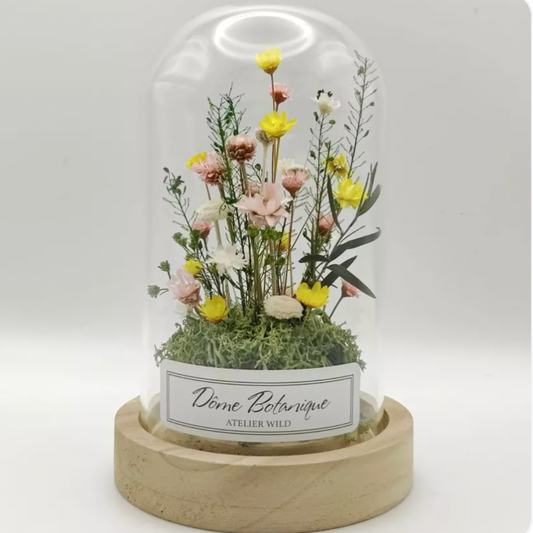 Dôme botanique Fleurettes - cloche de fleurs séchées