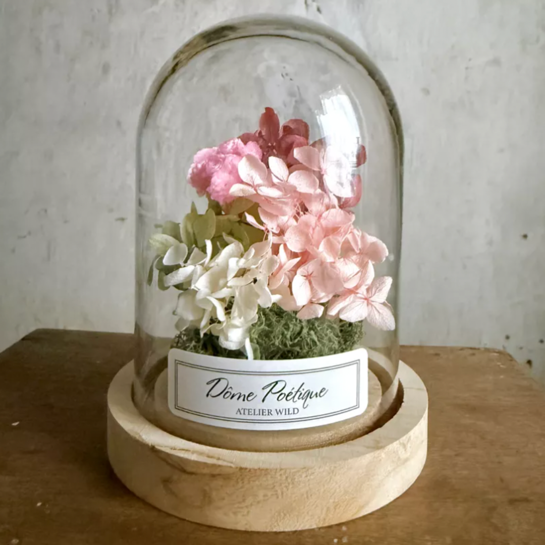 Dôme Poétique Farandoles de pétales - Cloche de Fleurs séchées