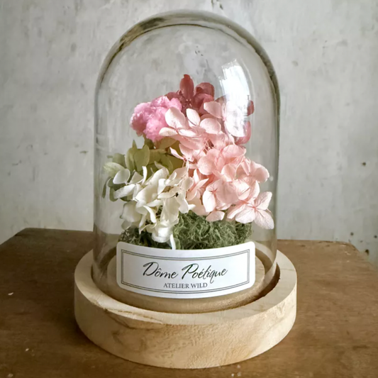 Dôme Poétique Farandoles de pétales - Cloche de Fleurs séchées