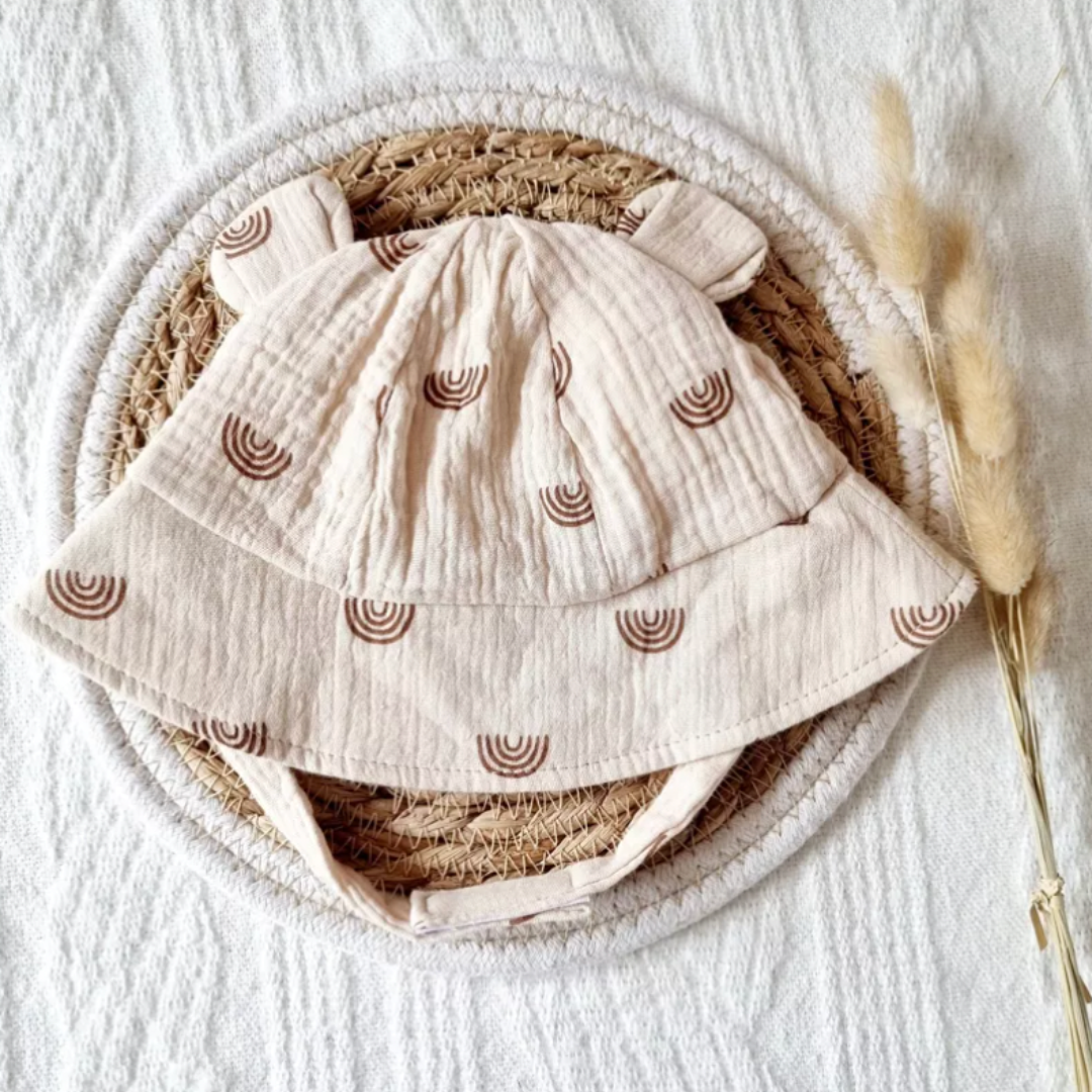 Chapeau de soleil bébé - Beige Arc en ciel