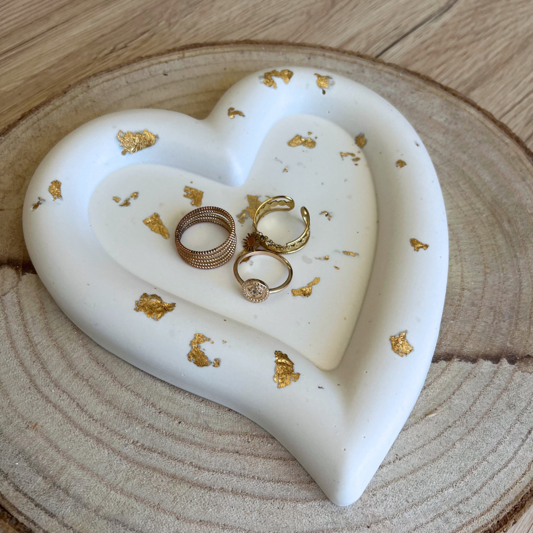 Plateau Coeur - Feuilles d'or