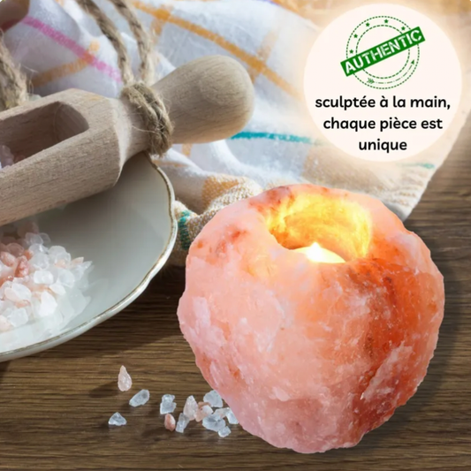 Bougeoir Sel de l'Himalaya 1kg - Sculpté à la main